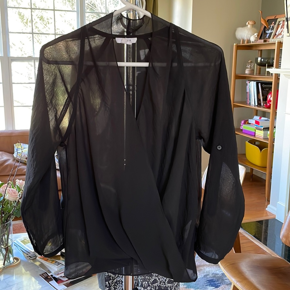 Helmut Lang black silk blouse.